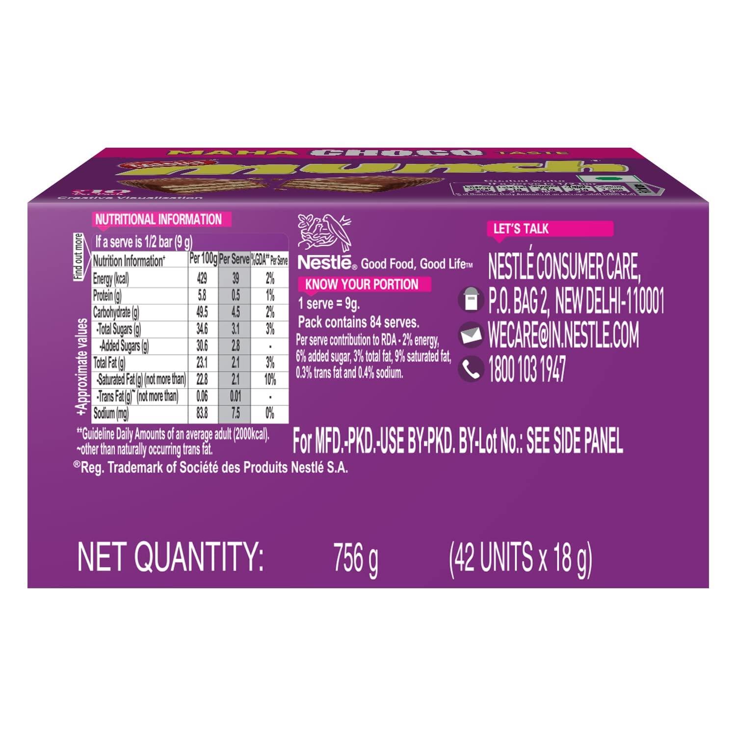 Munch Nestle Munch Maha Choco Taste,(42 units,18g) x 2, 1512g, Box