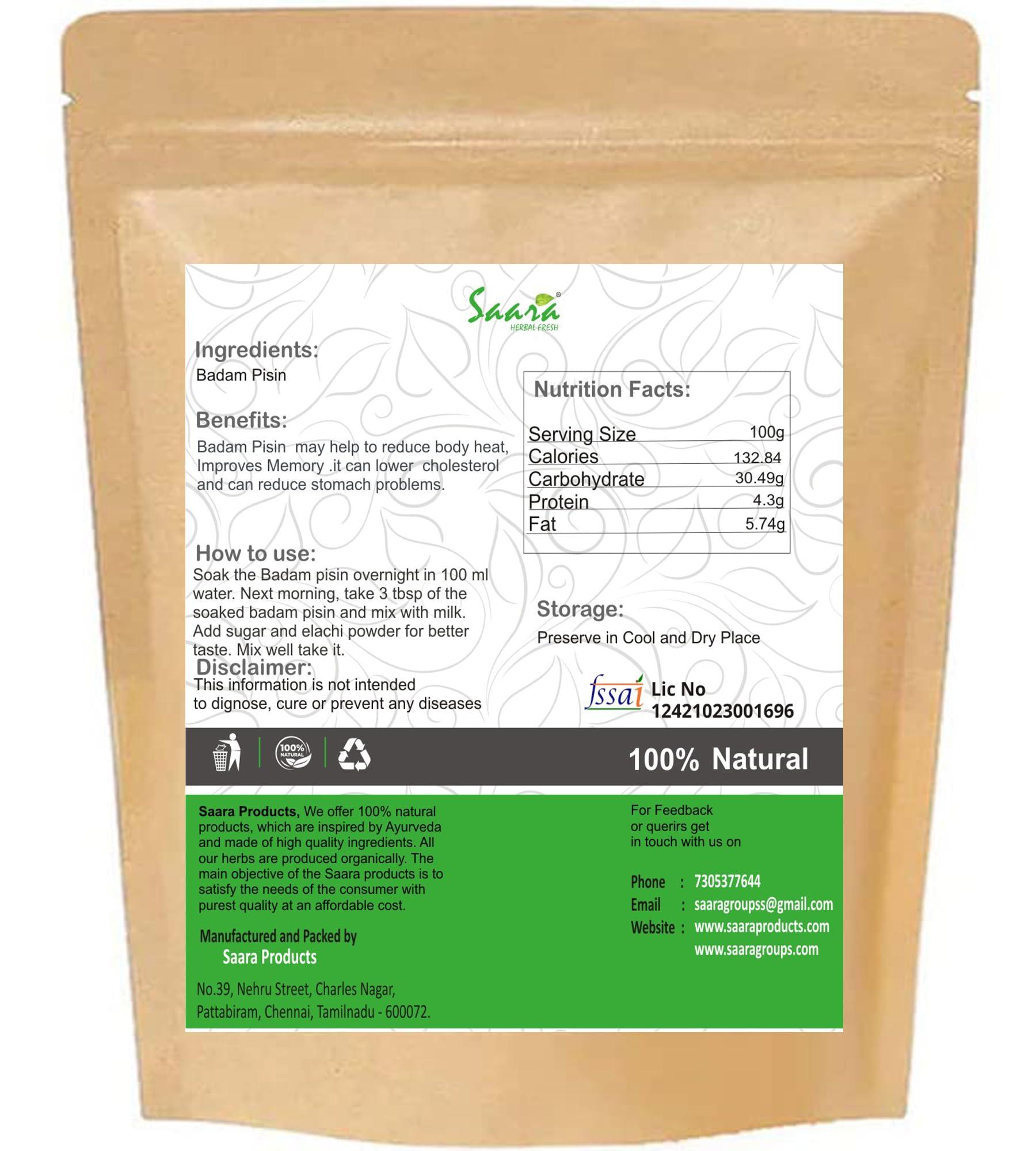 SAARA Saara HERBAL FRESH Badam Pisin, 50g, Almond Gum, Badam Gonth, Badam Resin, Gonth, (pack of 1 x 50g)