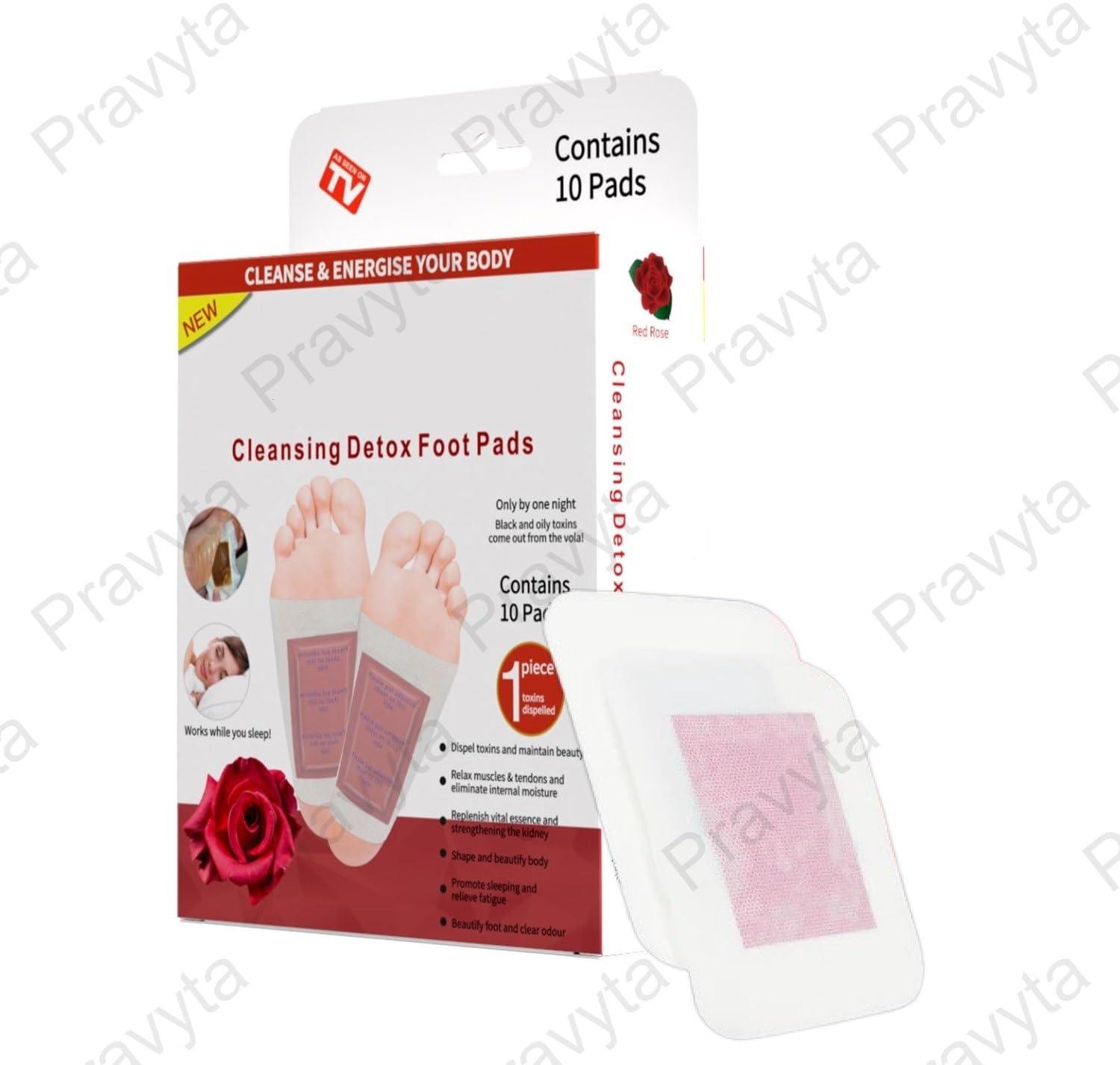 pravyta Pravyta Relief Stress Rose Foot Pads And Adhesive Sheets For Foot Care Removing Impurities, Improve Sleep & Relieve Stress, Suitable For Travel Or Home Use (Red Rose, Pack Of 30)