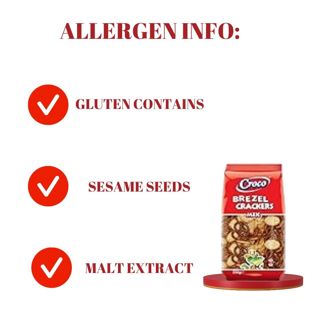 Croco Croco Brezel Crackers, Bagel chips, Pretzel, Snacks,Baked crackers, Mix 250g