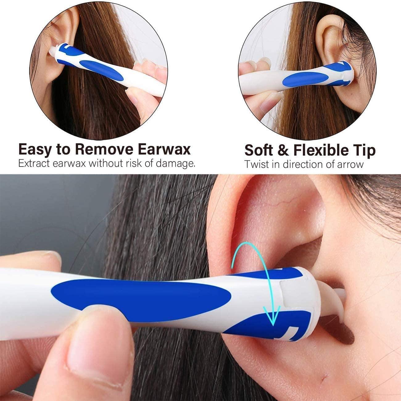Axceli VR Ear Wax Removal Ear Cleaner Earwax Remover Spiral Soft Silicone Safe Upgraded Smart Earwax Removal Tool Swab Kit with 16 Replacement Tips for Adults and Kids