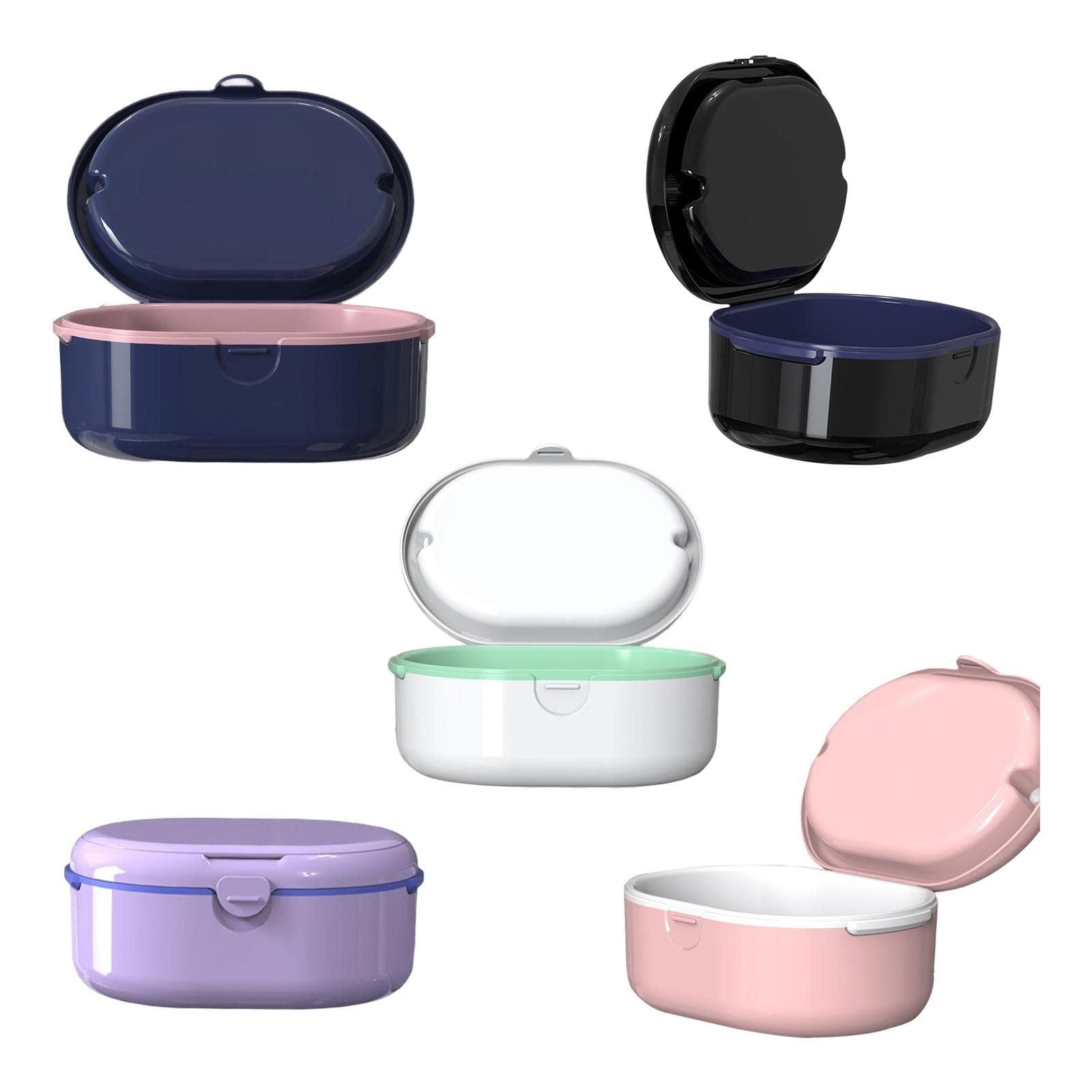 LICHTS LICHTS Denture Case with Strainer Basket for Artificial Teeth Night Guard Travel