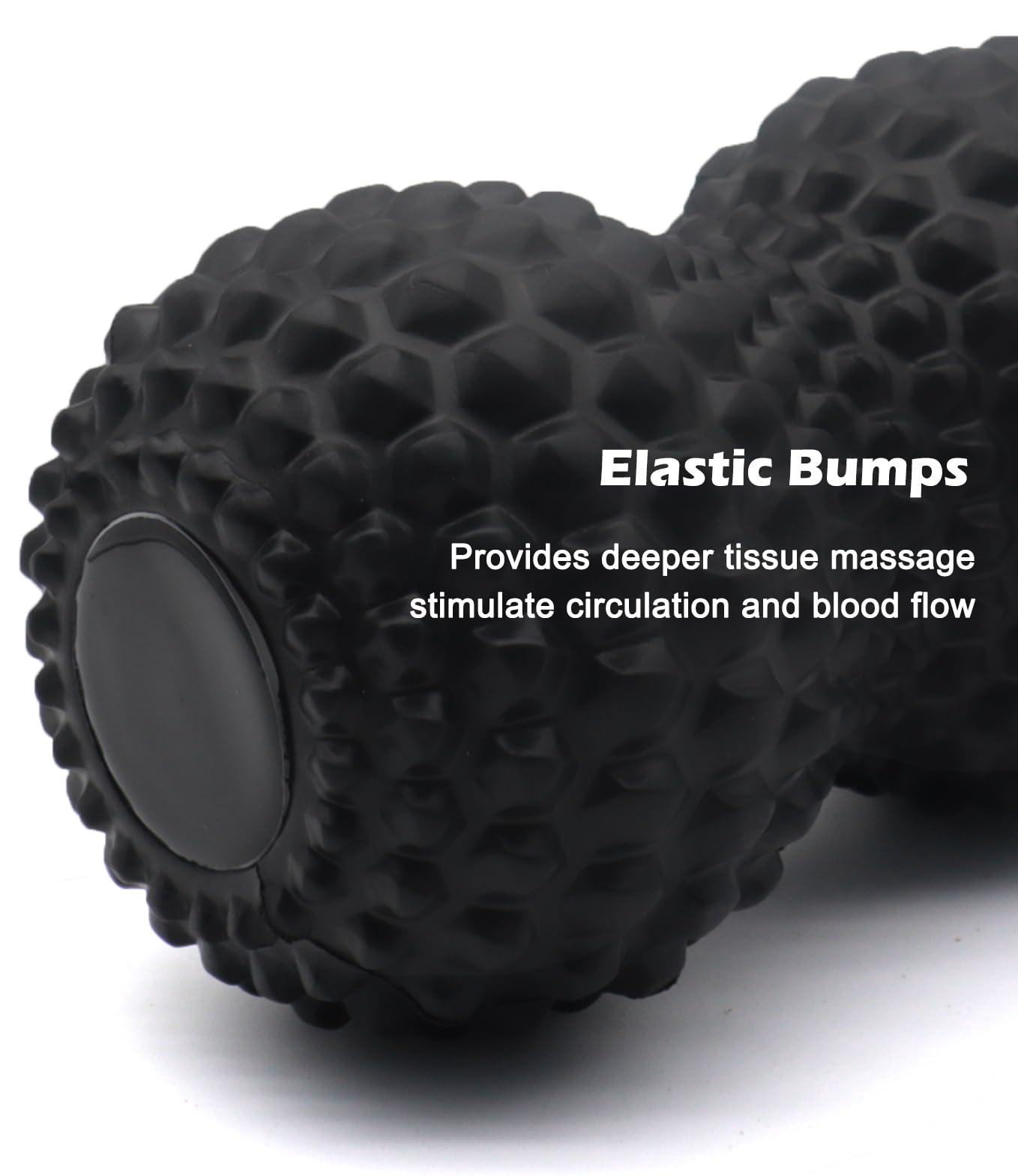 KITWILD Peanut Massage Ball, Double Lacrosse Massage Roller Ball for Deep Tissue Muscle Massage, Physical Therapy, Myofascial Release, Trigger Points, Muscle Knots, and Yoga Therapy (Black)