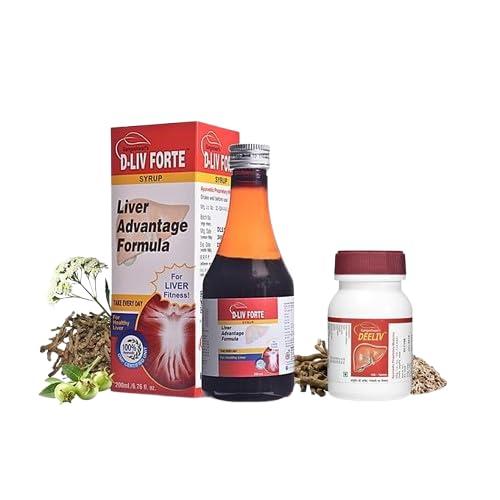 Gangeshwari Herbals D-Liv Forte Syrup-200ML (2Pcs.) & D-Liv Tablet 100Tb. Combo I Enriched with Gokhru, Punernanva