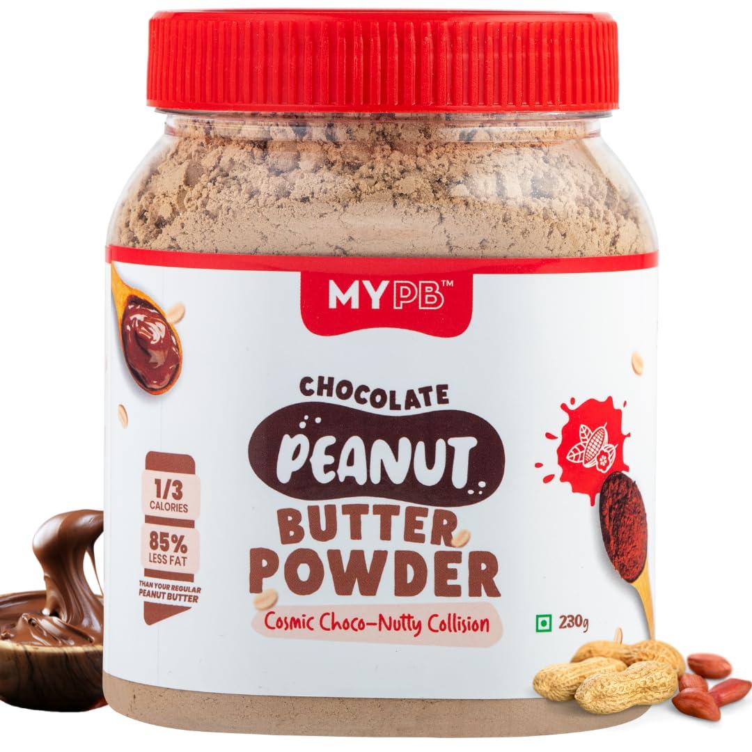 MYPB MYPB Chocolate Peanut Butter Powder High-Protein 54G|Double In Quantity With Water/Milk Mix, Preservative Oils-Free Soy-Free, Cholesterol-Free, For Spreads, Shakes, Baking|Gluten-Free, Vegan, 230Gm