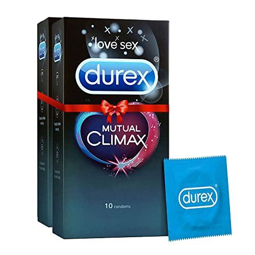 Durex Durex Mutual Climax Condoms for Men & Women - 10 Count | Extra Dotted and Ribbed for Pleasure|Suitable for use with lubes & toys & Mutual Climax Condoms for Men & Women - 10 Count (Pack of 2)