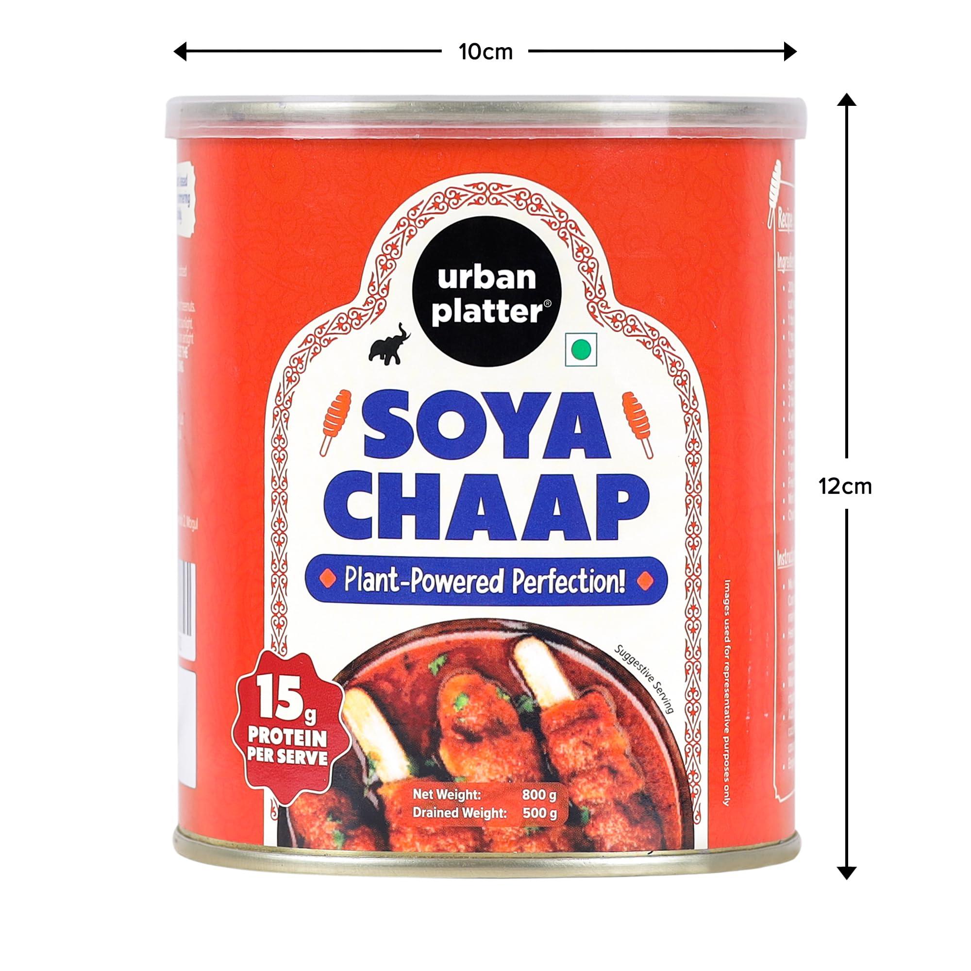 urban platter Urban Platter SOYA Chaap in Brine, 800g (Pack of 2)(Canned | Chunks on Stick | Drained Weight - 500g, Rich in Plant Protein| Soy Chap)
