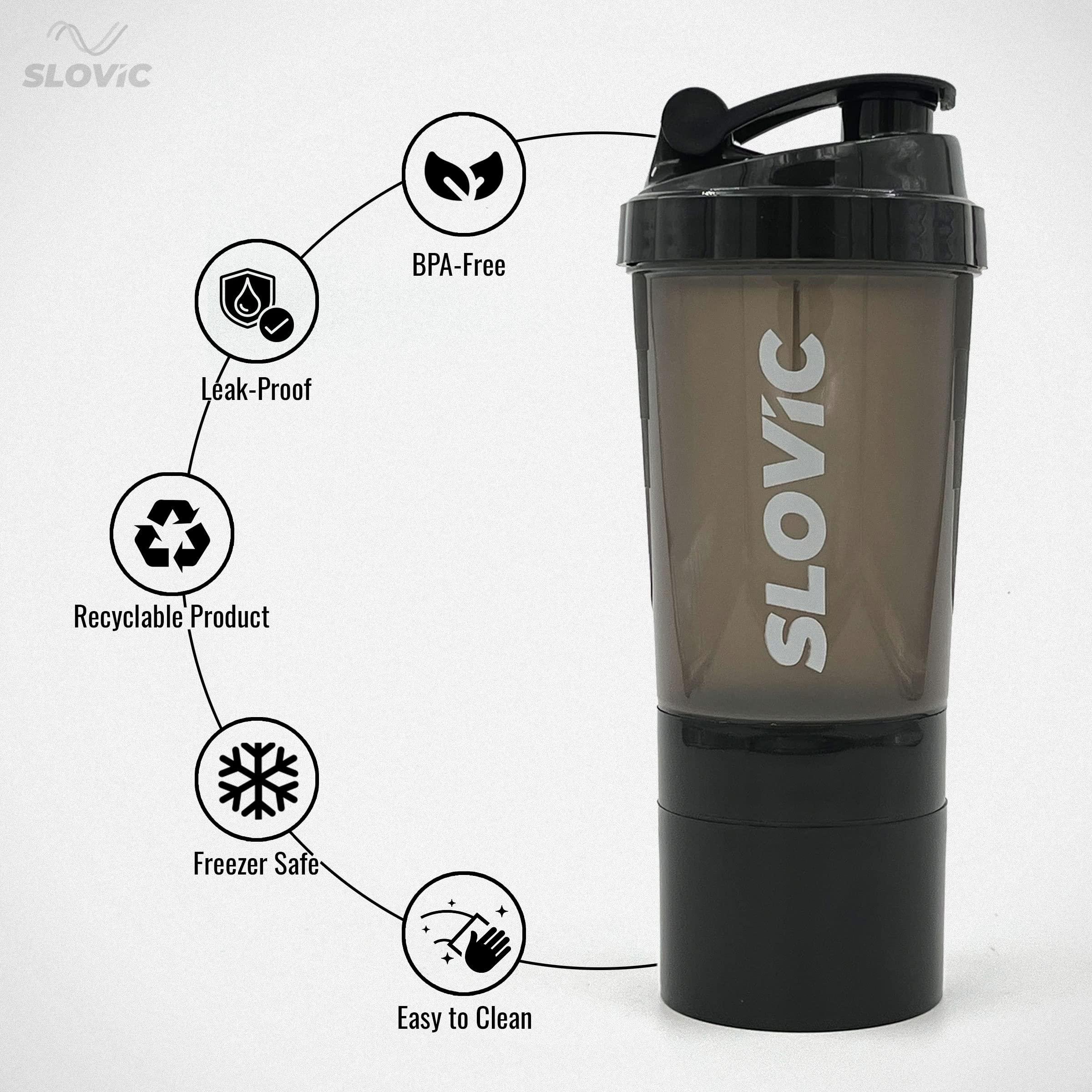 SLOVIC SLOVIC Shakers for Protein Shake, Plastic Free Gym Bottles for Men, Odor free Protein Shaker Bottles for Protein Shake, Leakproof Gym Shaker Bottle
