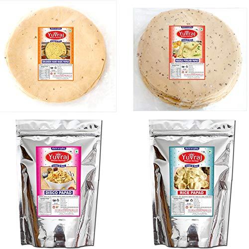 Yuvraj Food Product Yuvraj Food Product Papad combo | Masala Punjabi | moong papad | Disco Fry | Rice Papad fryums & fryie Marwari Rajasthani Taste Pack of 4 (400, 400, 300, 300) 1400 Gm pack