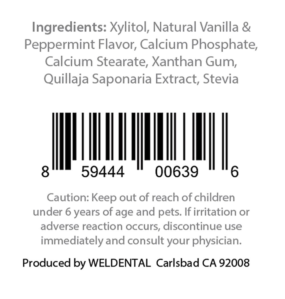 WELdental Toothpaste Tablets, CHEWTAB with Xylitol, Zero Waste Packaging, Eco Friendly by WELDENTAL (Vanilla Mint, 60 Tabs)