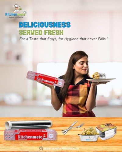 Kitchenmate Kitchenmate 25 m Aluminium Foil for Food Packing, Wrapping, Baking, Storing and Serving, Keeps Food Safe & Flavourful, Microwace Safe Foil Paper for Food Wrap Non Toxic (Pack of 1)