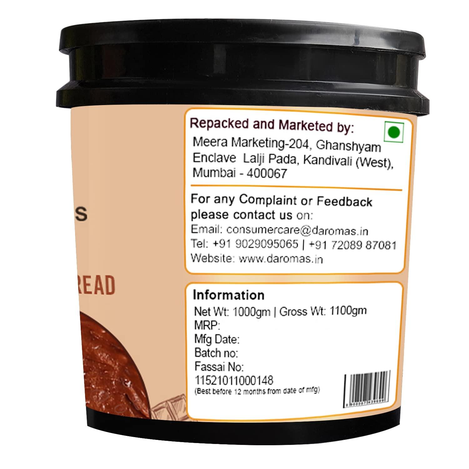 D'aromas D'aromas Dark Chocolate Spread-1kg | Best For Chocolate Dishes Bread Cakes | Chocolate Ganache