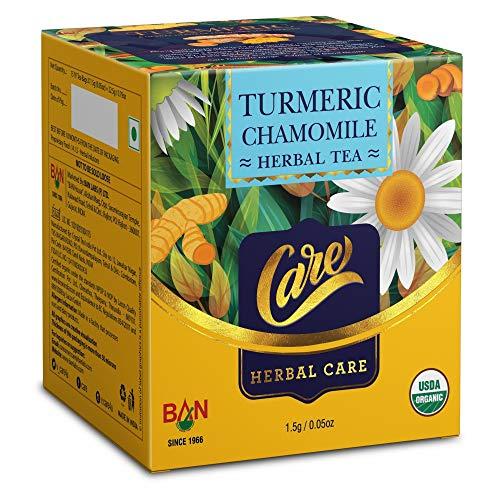 CARE CARE Turmeric Chamomile Herbal Tea - 60 Tea Bags | Pack of 4 (15pcs X 4 Pack) | Chamomile Green Tea | Chamomile Herbal Green Tea