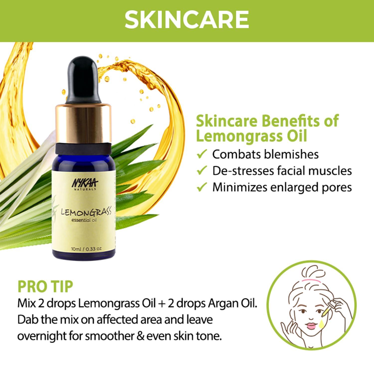 Nykaa Naturals Nykaa Naturals Lemongrass Essential Oil, 10ml| Cold Pressed Essential Oil| Ideal for Skincare & Haircare| Minimises Pores & Hair Fall Protection