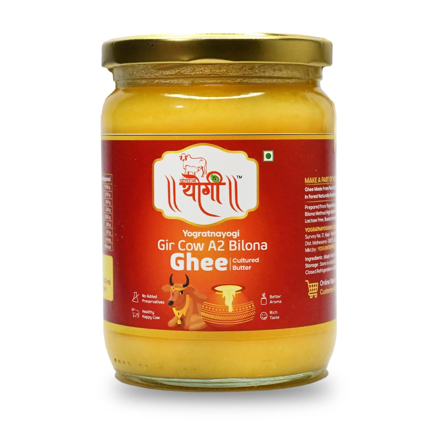 YOGRATNAYOGI YOGRATNAYOGI Organic A2 Gir Cow Ghee, Pure Bilona Method Ghee, Hand Churned Grassfed Traditional Method Immunity Booster Natural and Healthy Lab Certified (500ml)