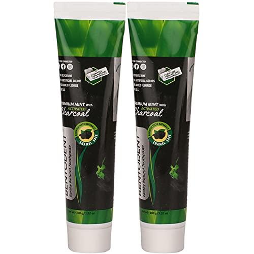 BENTODENT TOOTHPASTE Bentodent toothpaste - Teeth Whitening Products | Activated Charcoal Mint Teeth Whitening Toothpaste | Enamel Safe, Natural | Foam free, Fluoride Free - (Pack of 2 Teeth Whitening Products)
