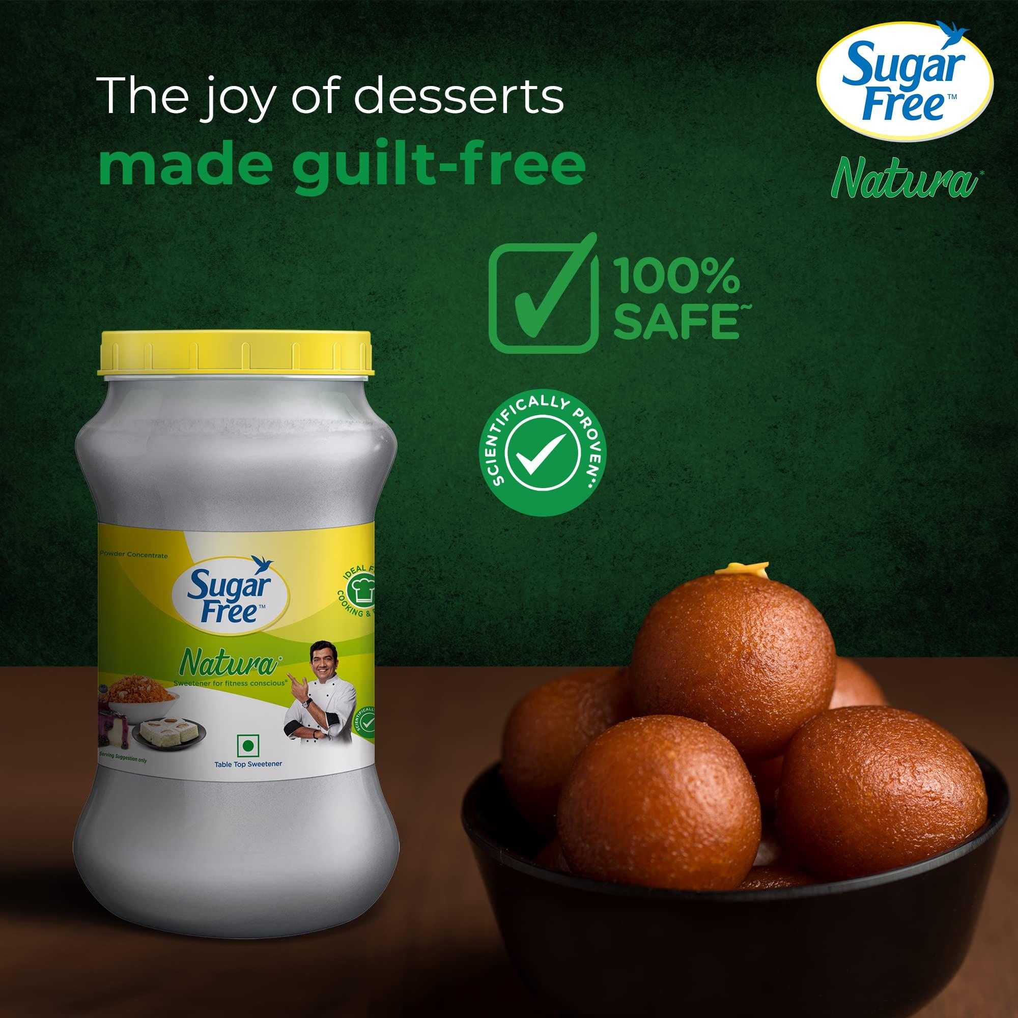 Sugar Free Sugarfree Natura Low Calorie Sweetner - 1kg Jar & Sugar Free Green 100% Natural Sweetener and Sugar Substitute - 300 Pellets net weight 30g