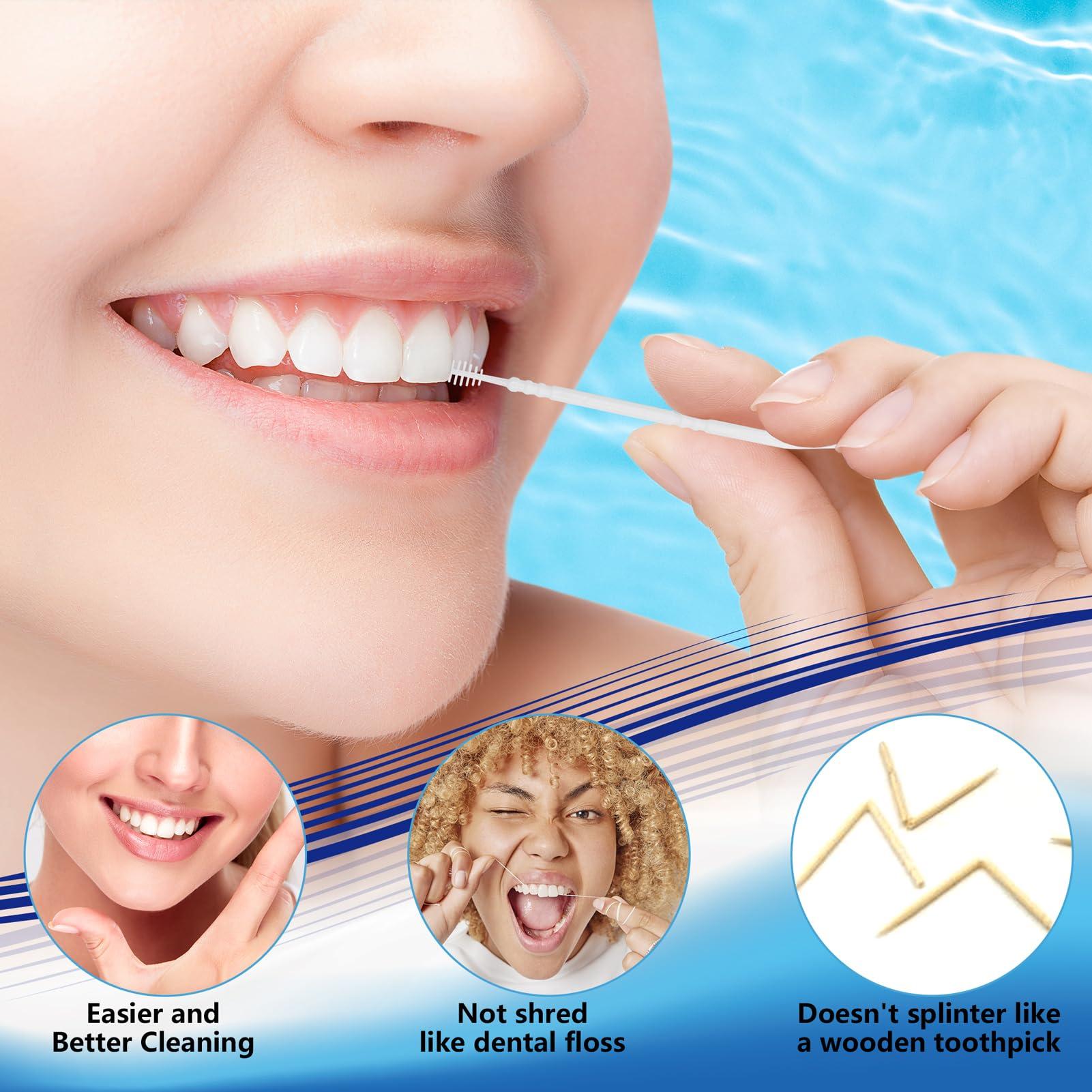 DanTicy DanTicy Adult Manual Brushpicks Interdental Toothpicks,Soft Bristle Dental Floss Picks Toothpicks,Helps Removes Plaque And Debris Between Your Teeth 300Pcs (Pack Of 1),White