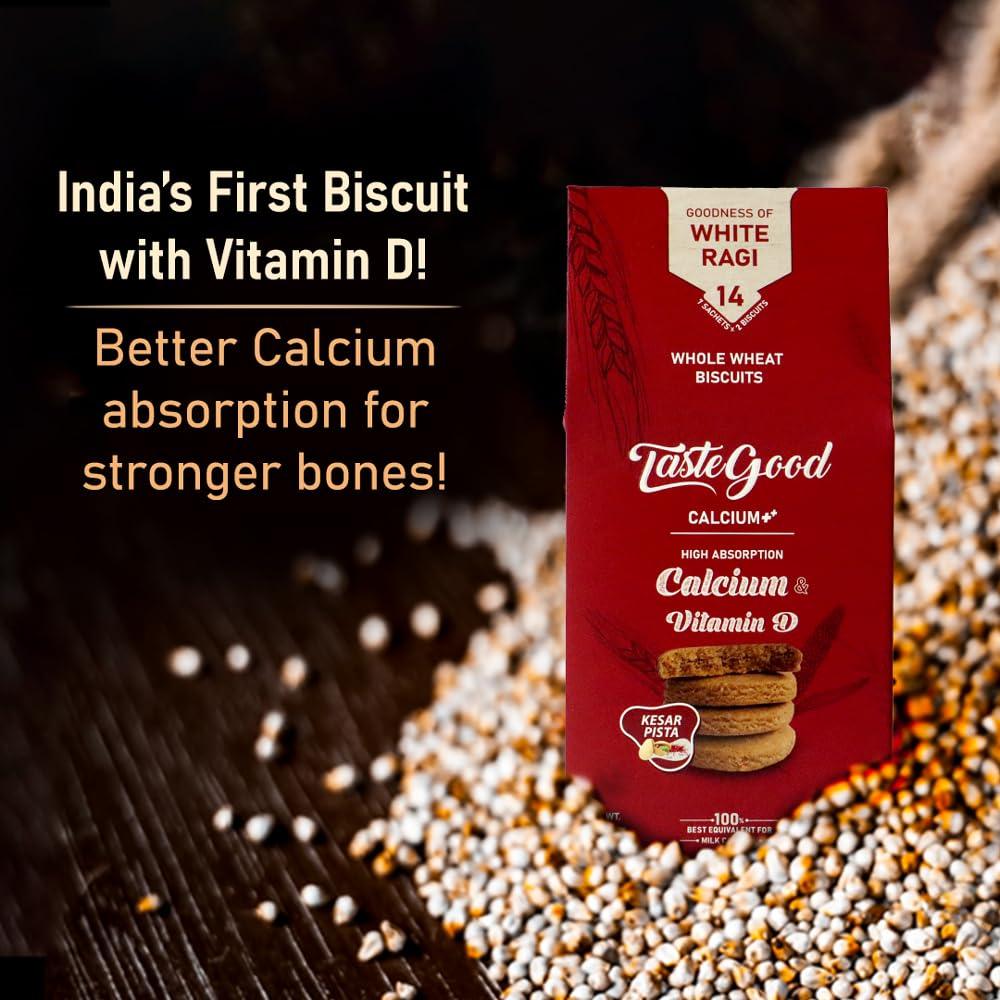 AZISTA INDUSTRIES PRIVATE LIMITED Taste Good Calcium & Vitamin D Biscuits For Strong Bones With Goodness of White Ragi & Whole Wheat Flour| Milk Based High Fiber Cookies (Pack of 8)