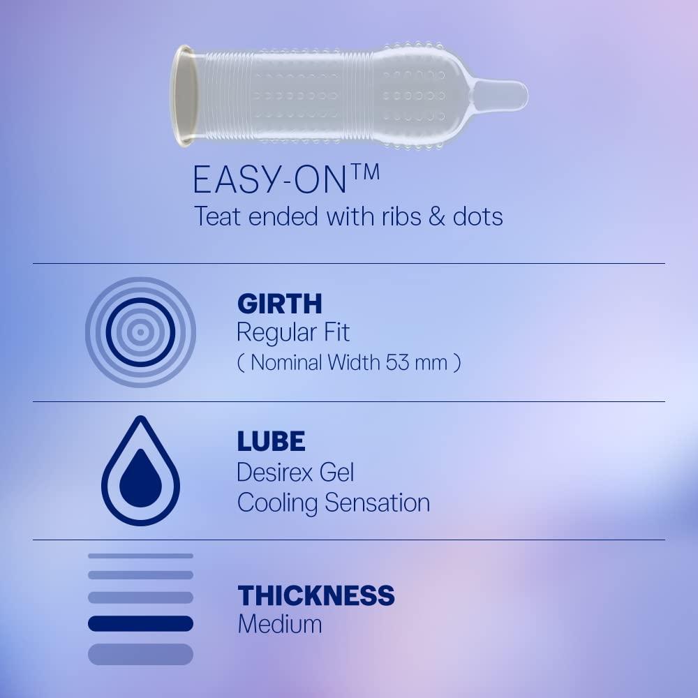 Durex Durex Real Feel Condoms For Men - 10 Count (Pack Of 3)| Latex Free & Intense Condoms For Her - 10 Count | Dotted And Ribbed Condom With Desirex Gel