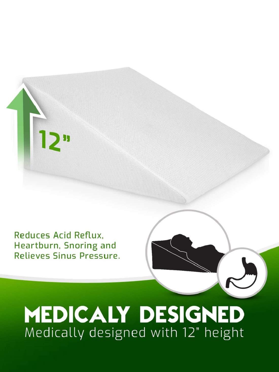 Heart Home Heart Home Bed Wedge Pillow for Acid Reflux for Sleeping Helps in Heartburn Leg Elevation Post Surgery| Medical Grade Sponge | Washable Dryfit Soft Fabric Dark Colour Cover (Cream)-HEART11419