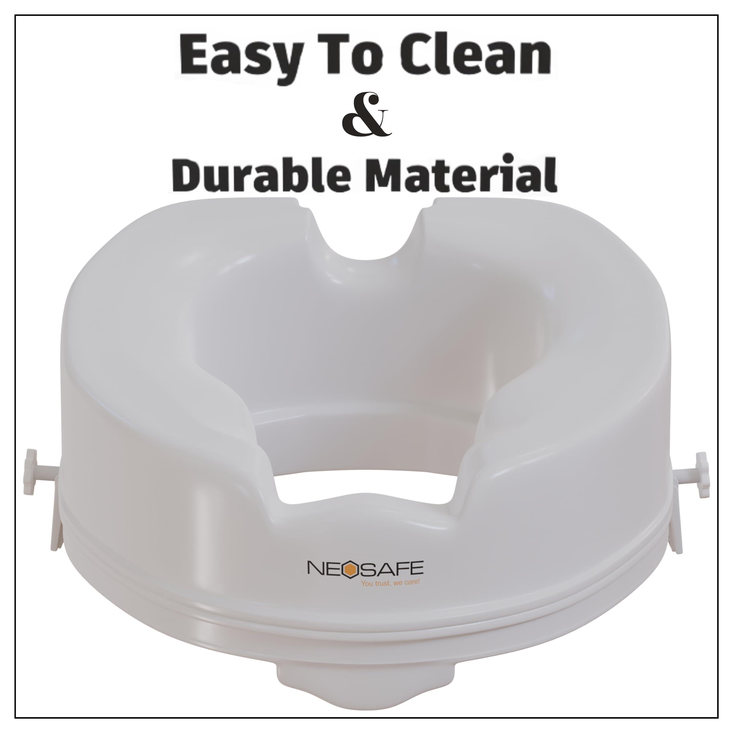 NEOSAFE NEOSAFE High Elevated 6 Inch Toilet Seat Raiser Portable Assistance Lock Stand Commode Seat with Sturdy Brackets Medical Aid for Elderly, Disabled, and Limited Mobility (White)