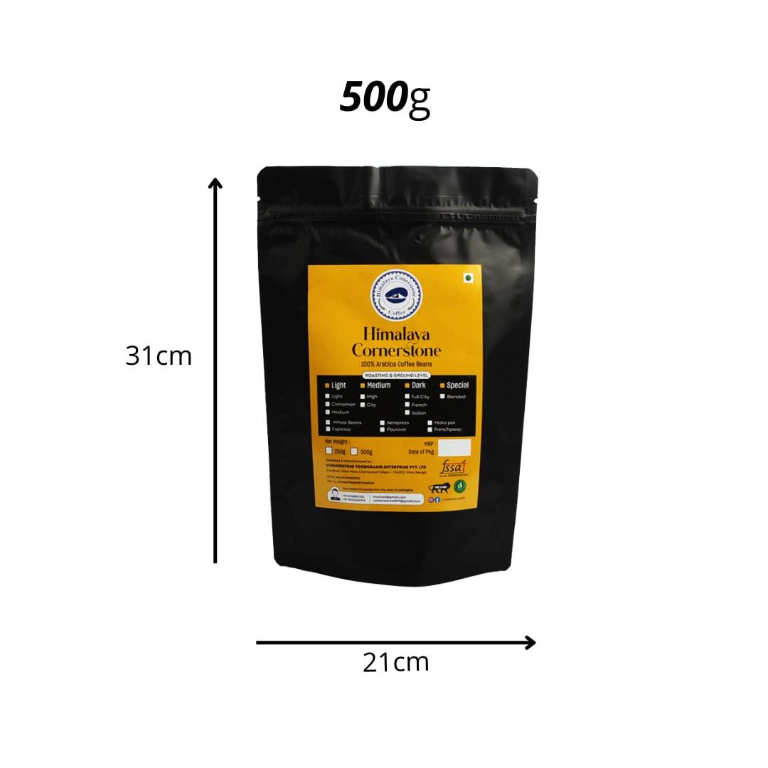 HIMALAYA CORNERSTONE COFFEE Himalaya Cornerstone Coffee - Medium Dark Roast Coffee 100% Arabica Freshly Roasted Ground Coffee (WHOLE BEANS, 500g)