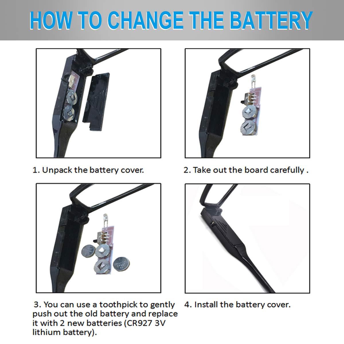 DuanMei Reading Glasses Led Readers with Lights Lighted Magnifier Eye Glasses,+400