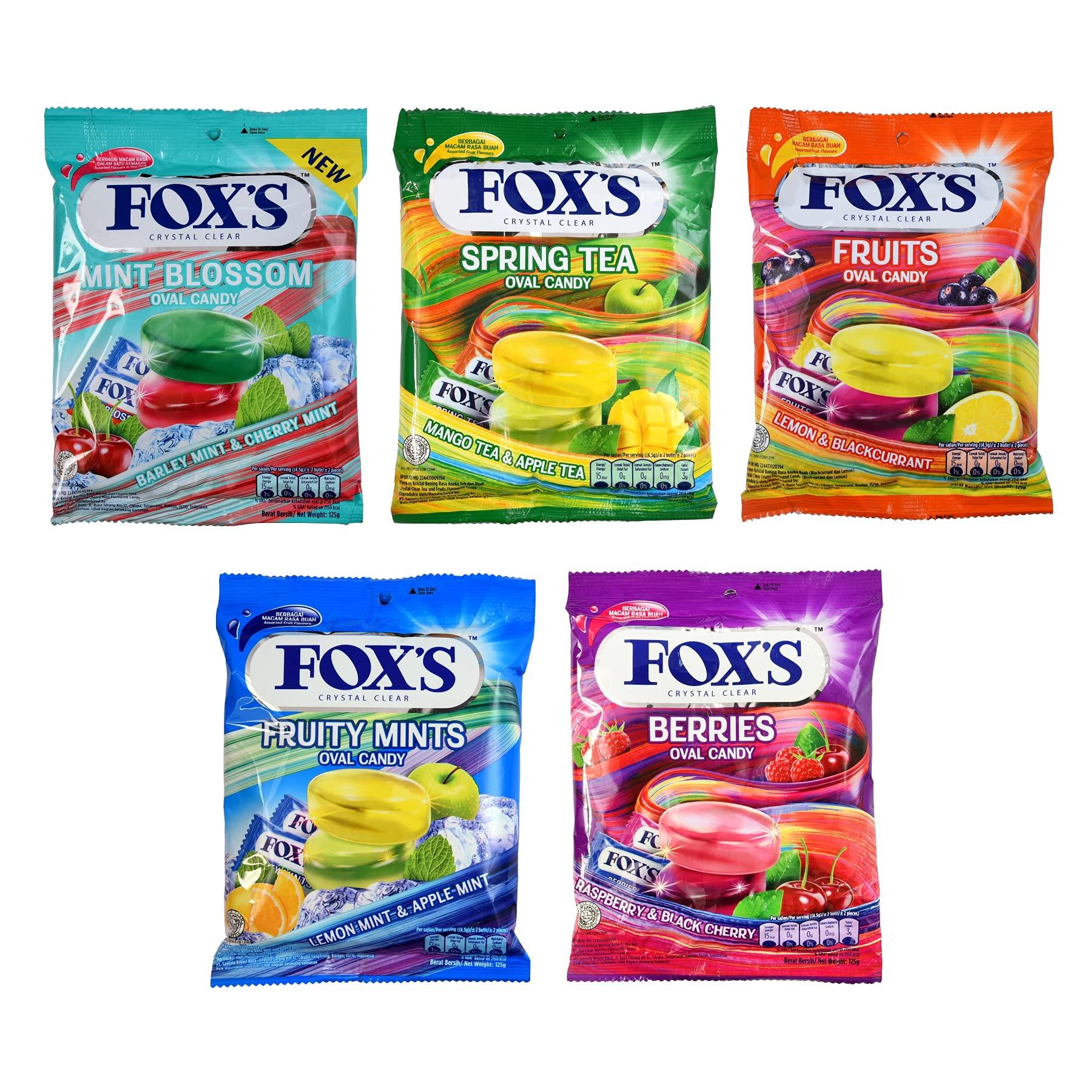 FOX'S Fox\'s Crystal Clear Fruits Oval Candy Mix Flavoured 125G X 5 Pouch - Mix