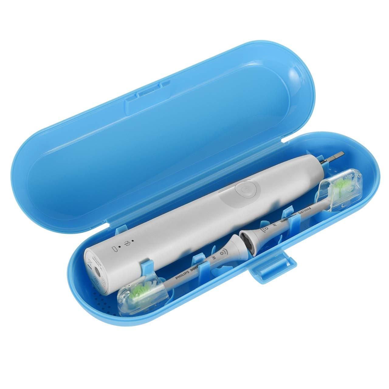 CM CM 2 Pcs Plastic Travel Case Toothbrush Carrying Case Holder Container Compatible with Oral B Pro, Sonicare and Other Electric Toothbrush (Blue & Pink)
