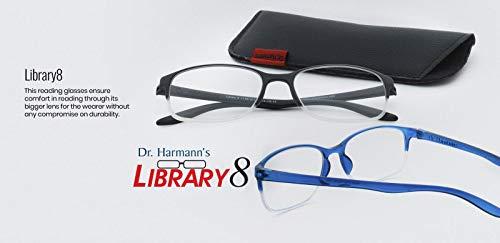 DR. HARMANN\'S READING GLASSES Dr.Harmann\'s Rectangular Reading Glasses (Model: Library 8 Matt Blue +1.50)