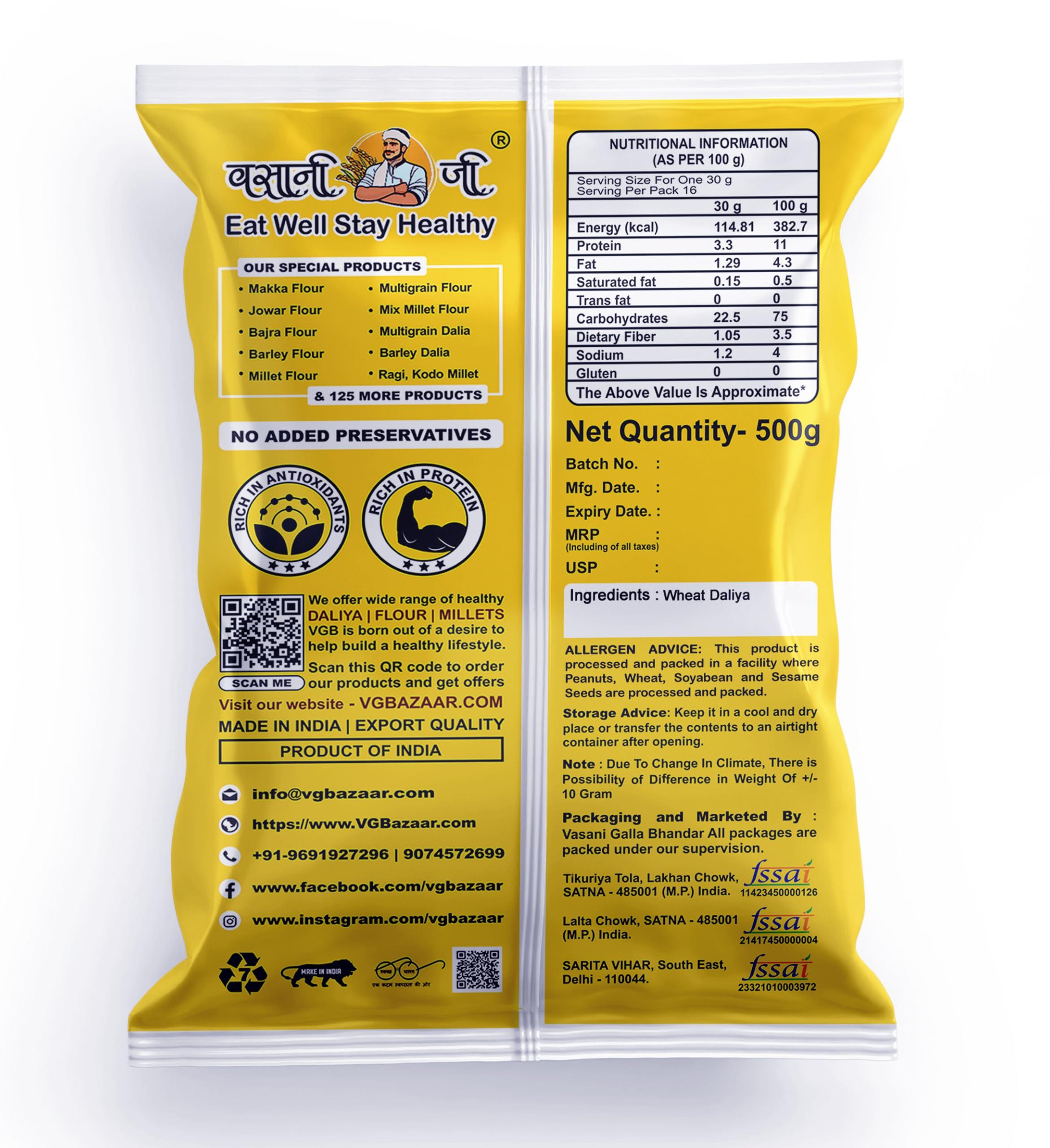 VGBNP VGBNP Vasani-G Natural & Unpolished High Fiber Wheat Dalia (Broken Wheat Daliya) Easy To Cook Wheat Porridge (Gehu Ka Dalia | Crushed Dalia) - 4Kg