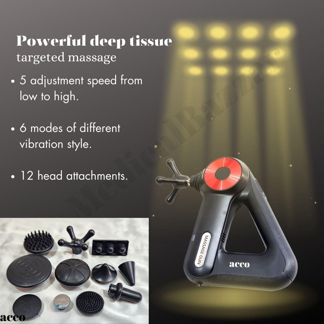 NavaFresh Basics Medical Bazzar Flex Cordless Massage Gun | Deep Tissue Percussion Body Massager Machine For Pain Relief for Men and Women | Touch Display - Percussion Muscle Massage Gun for Full Body, Black