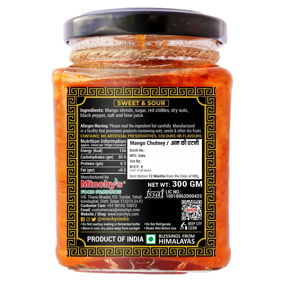 Minchy\'s Minchy\'s - Qi Aam Chutney, Mango Chutney, 300gm | No Preservatives, All Natural Chutney (Aam Chutney)