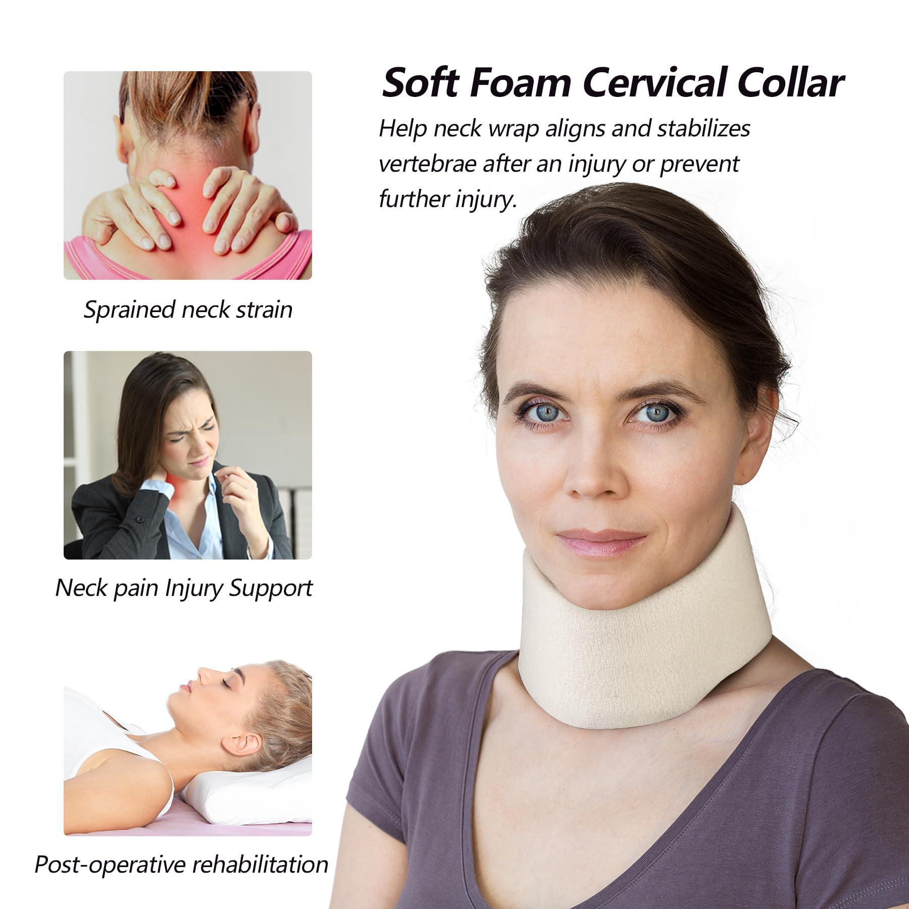 Cozyhealth Soft Foam Neck Brace Universal Cervical Collar, Adjustable Neck Support Brace for Sleeping - Relieves Neck Pain and Spine Pressure, Neck Collar After Whiplash or Injury (2.5\" Depth Collar, L)