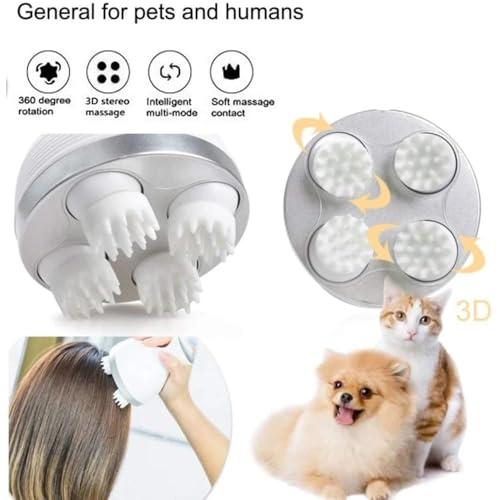 BIGXEN BIGXEN Electric Scalp Massager for Cat and Dog,Handheld Electric Pet Massager Massage Tool with 4 Massage Heads, 3 Speeds, Electric Pet Massager Head