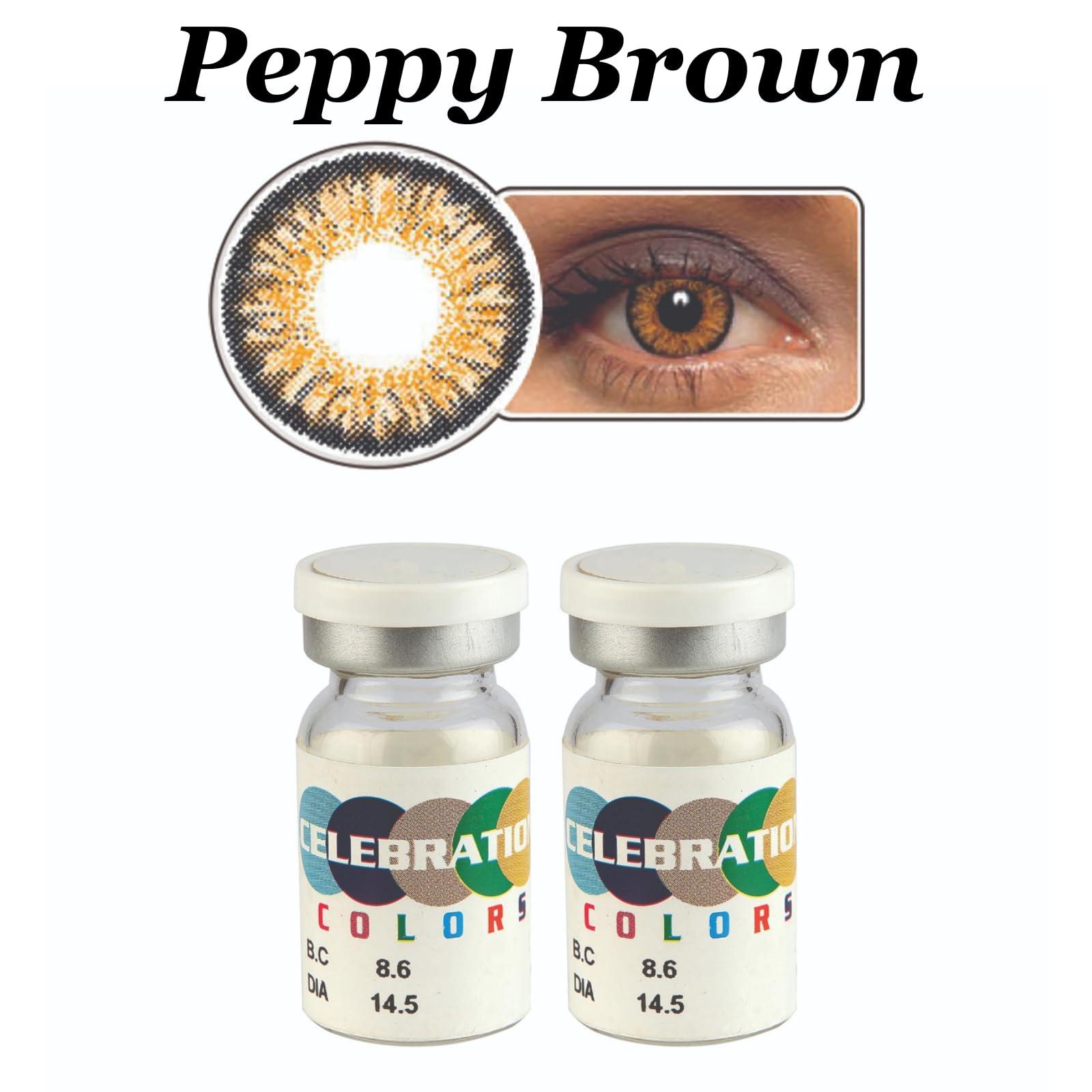 CELEBRATION COLORS CELEBRATION COLORS Yearly Color Contact Lenses 1 Pair, Color Honey Allure, Optical Power 7.5
