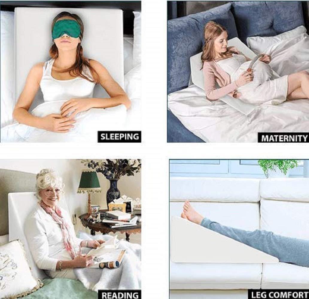 PUM PUM PUM PUM Home Therapeutic Wedge Pillow, Helps with Sleep & Acid Reflux, Washable Natural Cover, 7" x 27" x 24",Sky Blue