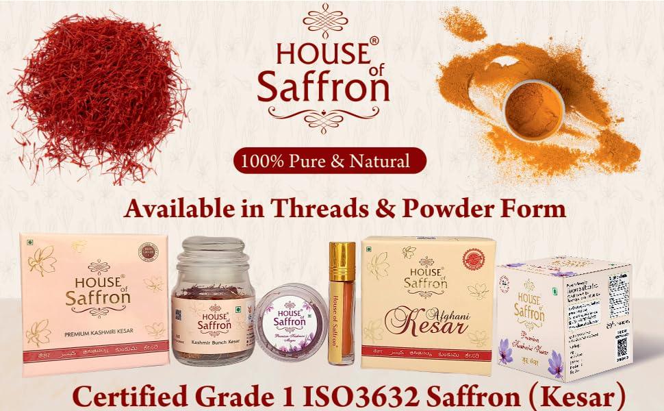 House of Saffron House of Saffron 5grams Kashmir Mogra Kesar Premium Original Saffron for Pregnant Women, Milk, Cooking, Biryani, Skin, Grade A1+++ Natural All Red Long Threads Pure Keshar - 5g