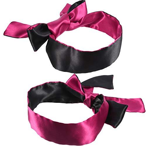 FORMANDO FORMANDO 2 Pack Sleeping Mask Satin Eye Mask Blindfold, 150 cm (Black Red)