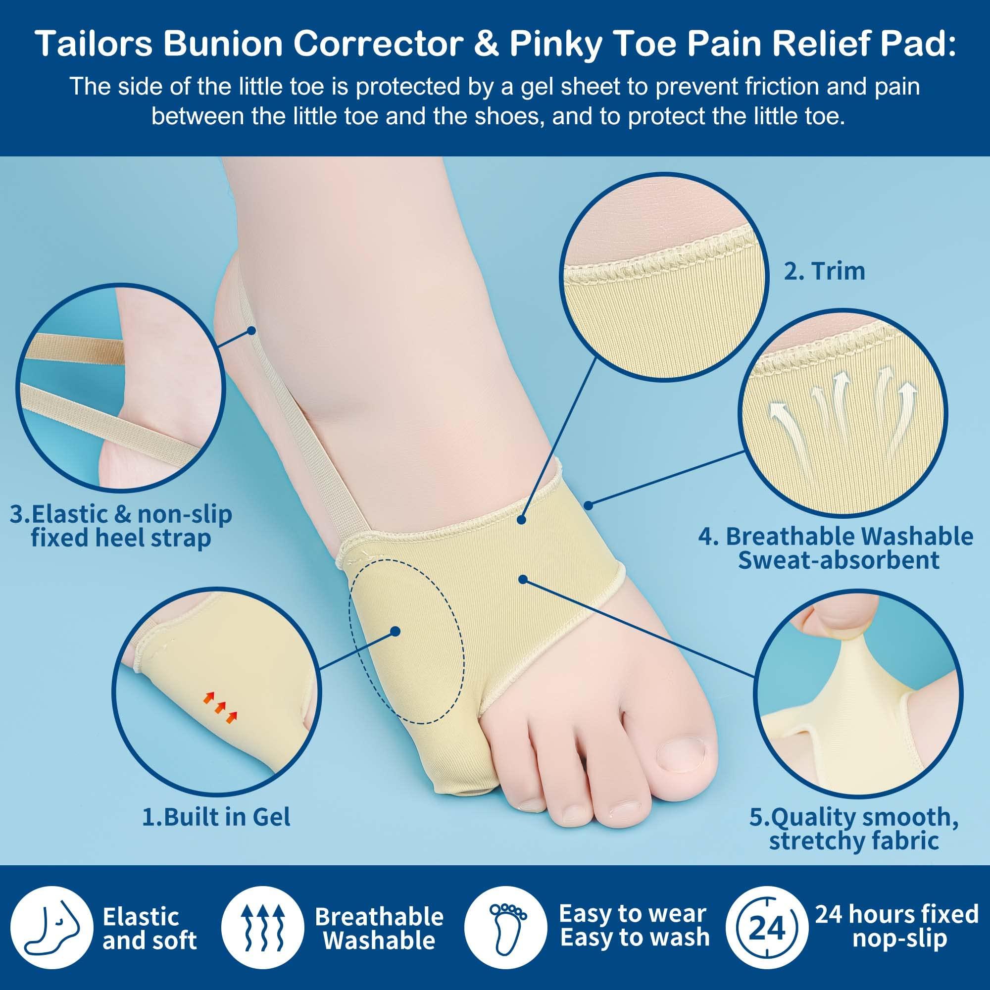 DYKOOK DYKOOK Tailors Bunion Corrector 1Pair Pinky Toe Pain Relief Bunionette Pads(Large)