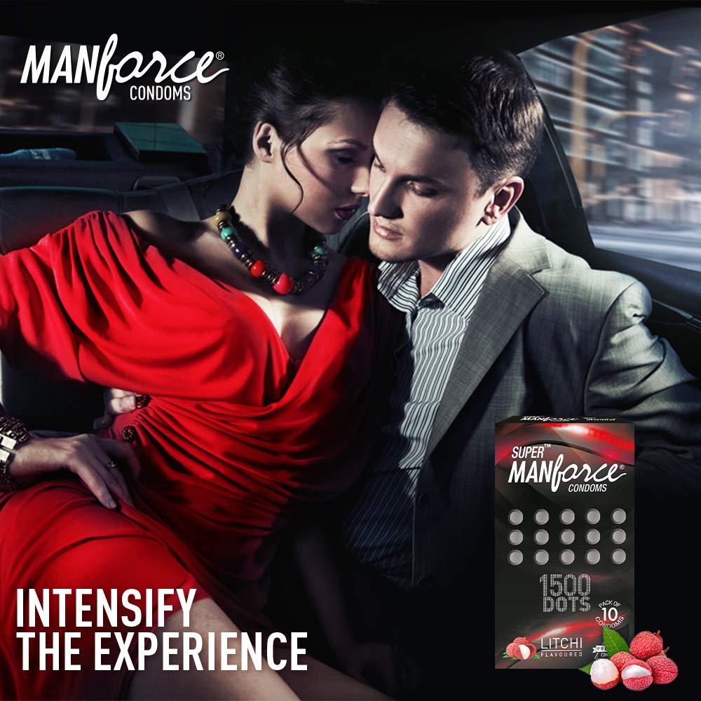 Manforce Manforce Extra Dotted Condoms, Litchi Flavoured- 10 Pcs x Pack of 3
