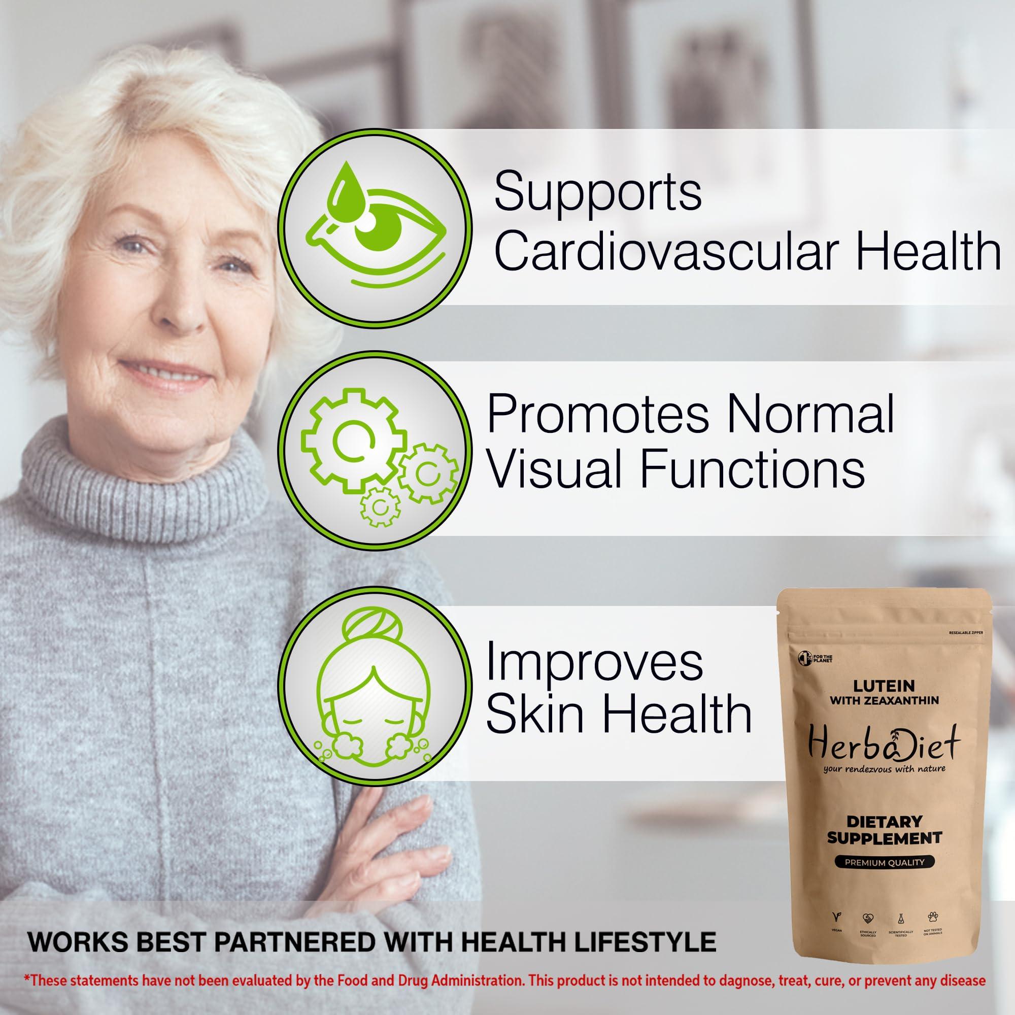 Herbadiet Herbadiet Lutein Powder|50 Gram|Marigold Extract Powder 20% Lutein With Zeaxanthin|Antioxidant,Eye&Vision Health