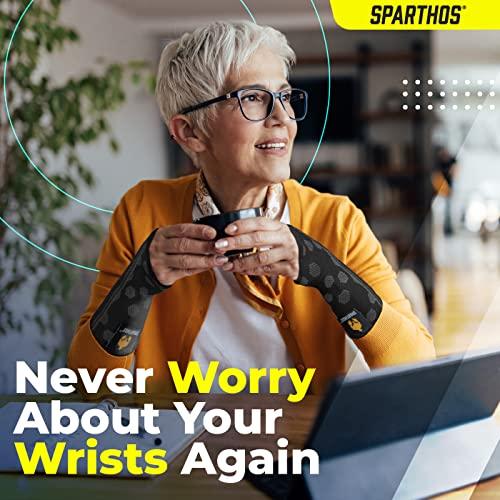 Sparthos Sparthos Wrist Support Sleeves (Pair) Medical Compression for Carpal Tunnel and Wrist Pain Relief Wrist Brace for Men and Women Made from Innovative Breathable Elastic Blend