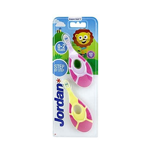 Jordan Jordan Step 1 Baby Toothbrush, 0-2 Years, Soft Bristles, BPA Free (Pack of 4, 0-2 Years - Multi Color)