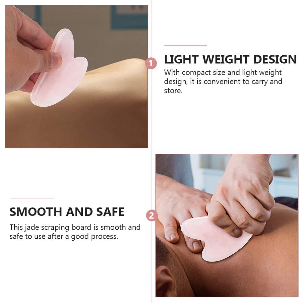 HEALLILY HEALLILY 2Pcs Guasha Massage Plate Natural Jade Stone Scraping Tool for SPA Therapy Acupuncture Trigger Point (Pink and Green)