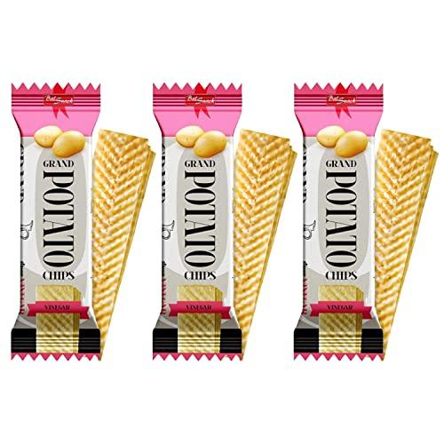 Bal Snack Bal Snack Grand Long Potato Chips | Crispy & Crunchy Snack Food for Movies, Games & More (Vinegar, Pack of 3, 60g Each)