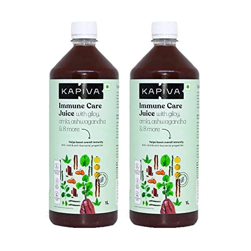 Kapiva Kapiva Immune Care Juice (2L) | 11 Immune-booster herbs in 1 Ayurvedic Juice including Amla, Neem, Ashwagandha and More | Pure and Natural - Super Saver Pack of 2