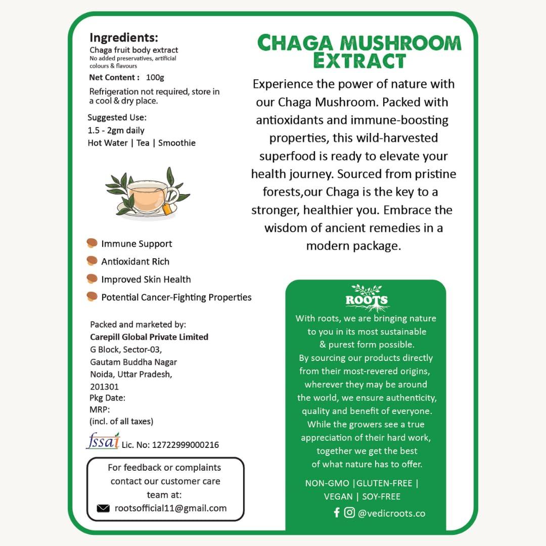 Vedic Roots Vedic Roots | Siberian Chaga Mushroom Extract Powder(100g)