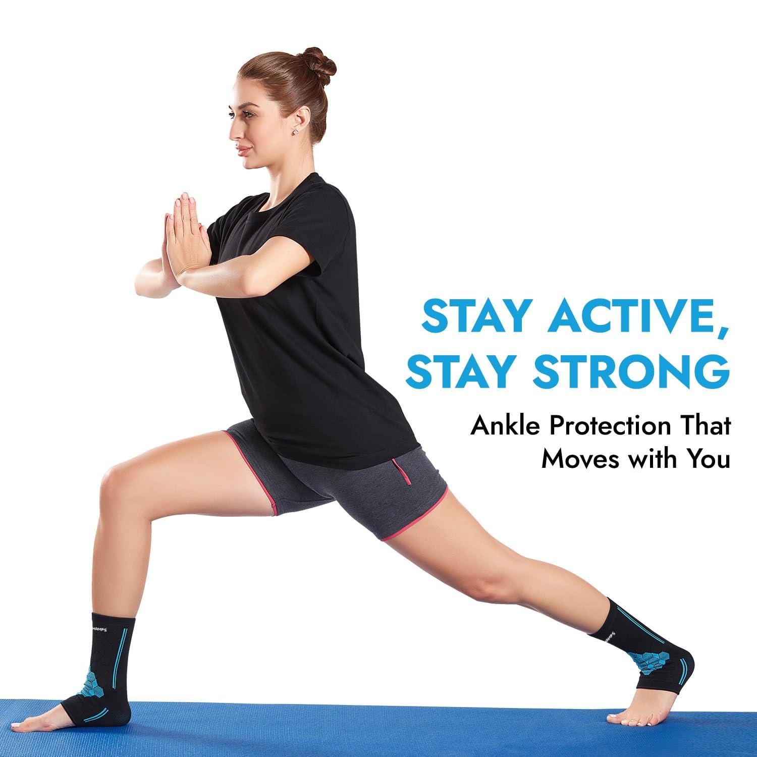 Gochamps GoChamps Ankle Support | Elastic & Lightweight Ankle Brace for Pain Relief, Compression & Stability | Breathable Knit for Men & Women | Ideal for Ankle Stress/Strain | Made with Japanese Technology |Sie - (SMALL)